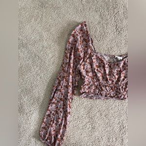 Lelis Collection Long Sleeve Cropped Floral Top, Size M